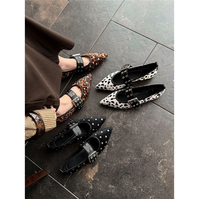 Damen elegante spitze Riemchenballerinas mit Nieten R&B