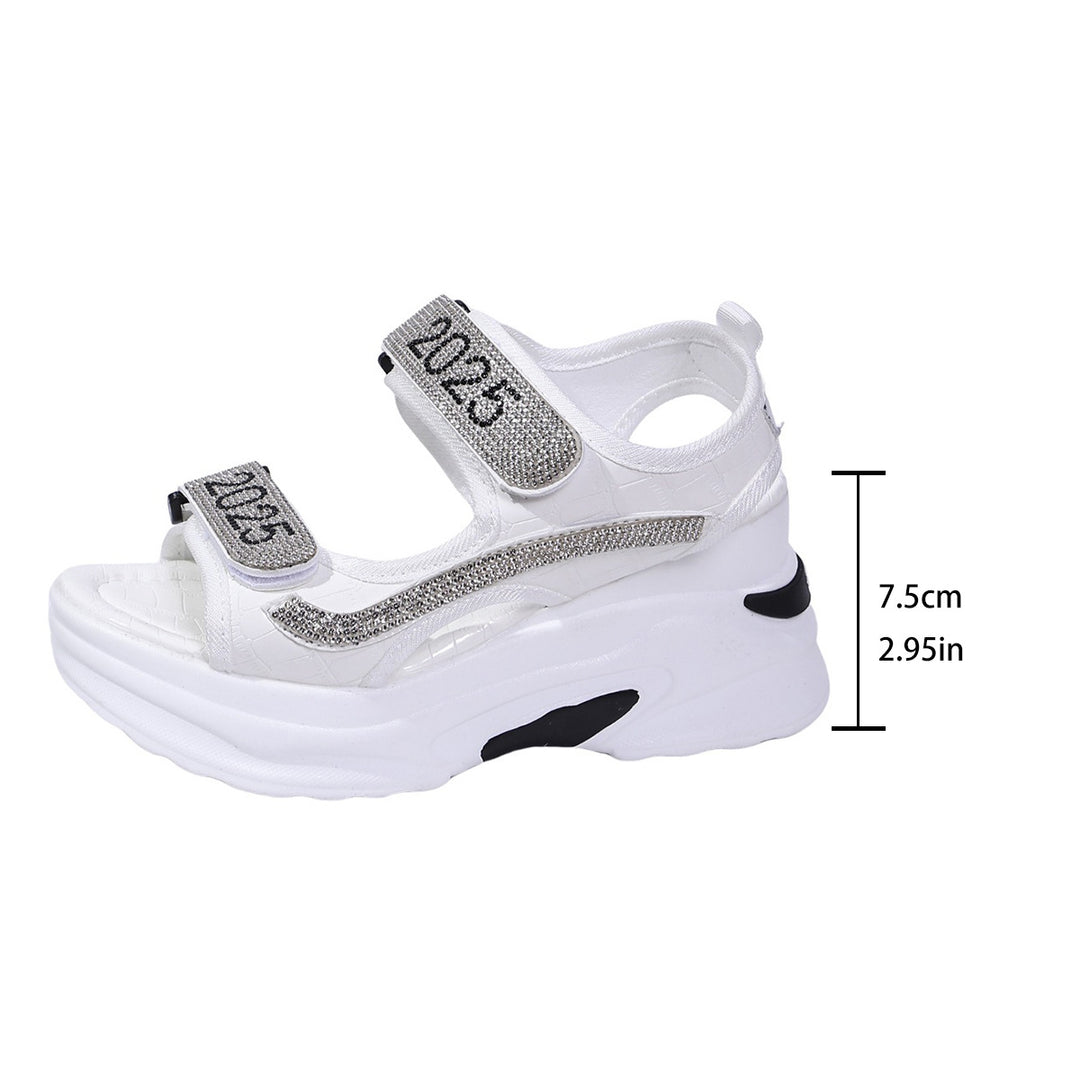 Damen Sportliche Wedge-Sandalen mit verstellbarem Riemchen und funkelndem Detail R&B