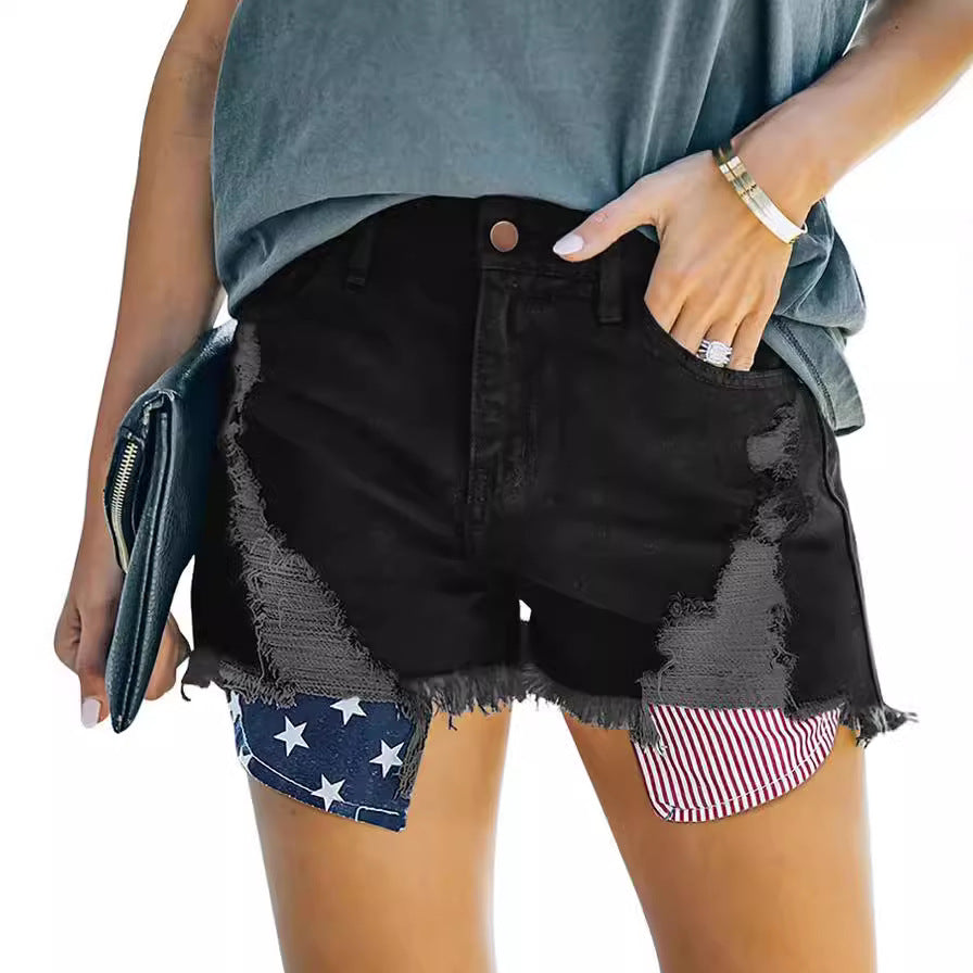 Damen Destroyed Denim Shorts R&B