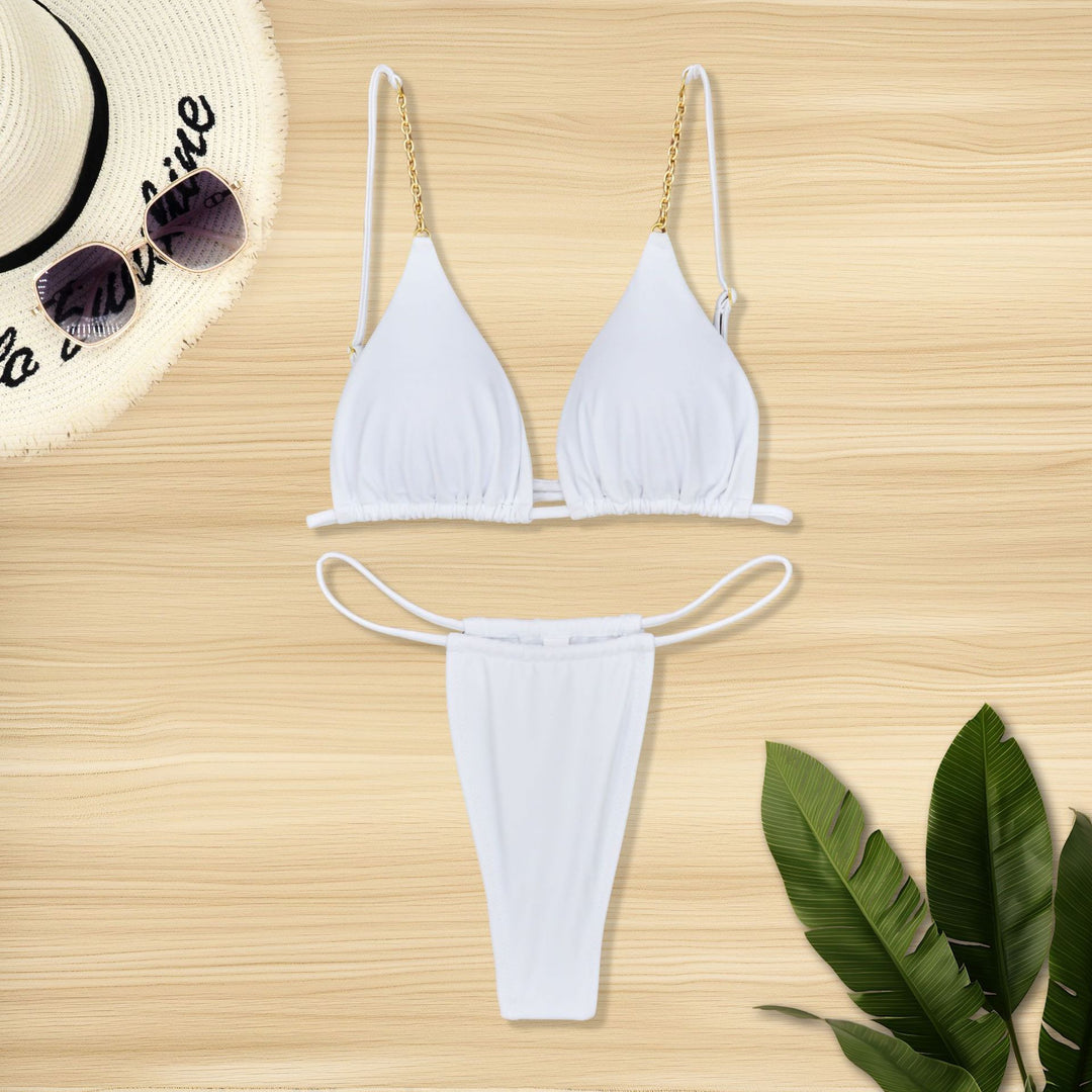 Damen Triangel-Bikini mit hochwertigem Goldakzent und raffinierten Trägern R&B