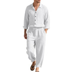Herren nan leichtes Leinen-Freizeitset mit Hemd und weiten Hosen R&B