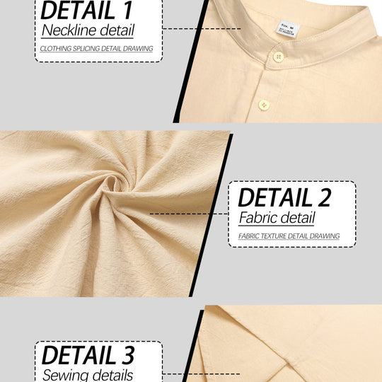 Herren nan Nehru-Kragen-Henley aus Baumwollstretch mit verdeckter Knopfleiste und schmaler Passform R&B
