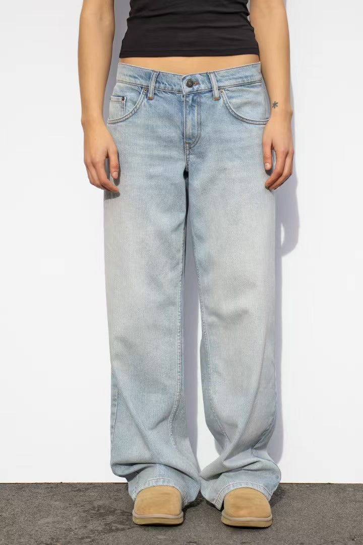 Damen Weite Denim-Jeans mit hohem Bund