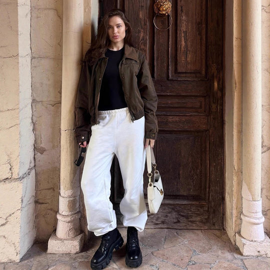 Damen Kunstlederjacke mit attraktivem Leopardenmuster und elastischem Bund R&B