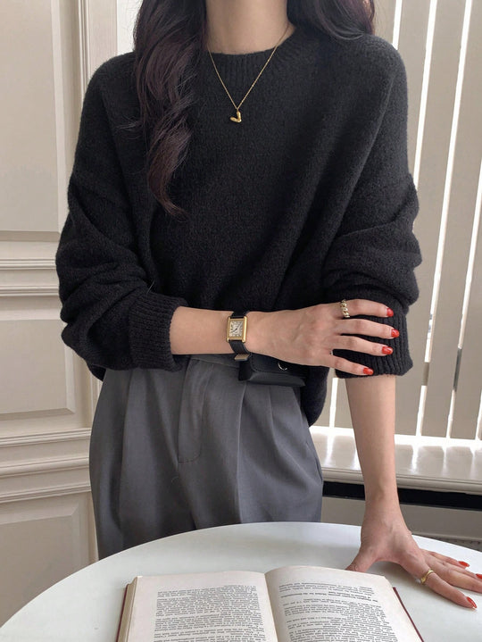 Damen Lässiger Strickpullover mit weitem Schnitt und komfortabler Passform R&B