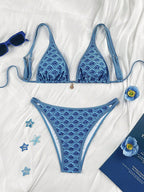Damen Triangel-Bikini mit dekorativem Muster R&B