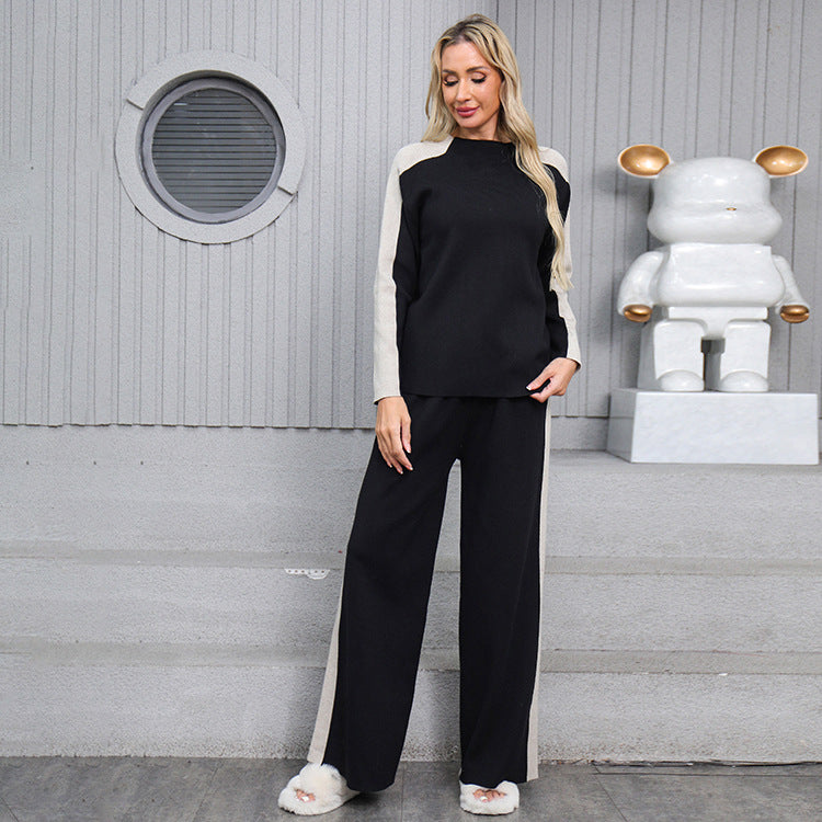 Damen modisches Freizeit-Loungewear-Set mit modernen Kontrastdetails R&B
