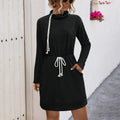Damen Lässiges Kleid mit Kordelzug und praktischen Taschen R&B