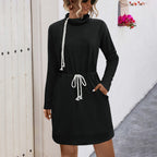 Damen Lässiges Kleid mit Kordelzug und praktischen Taschen R&B