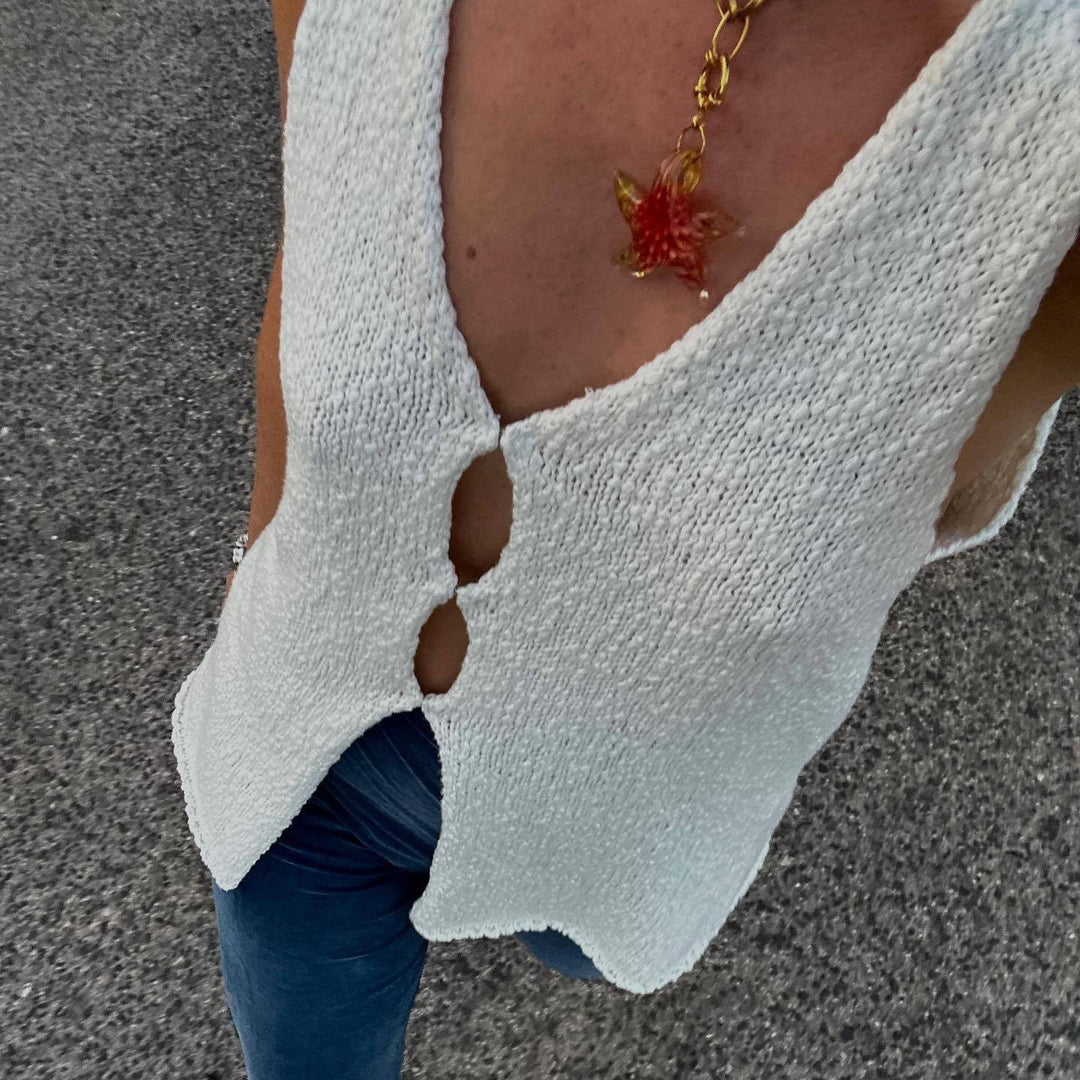Damen ärmellose Strickweste R&B