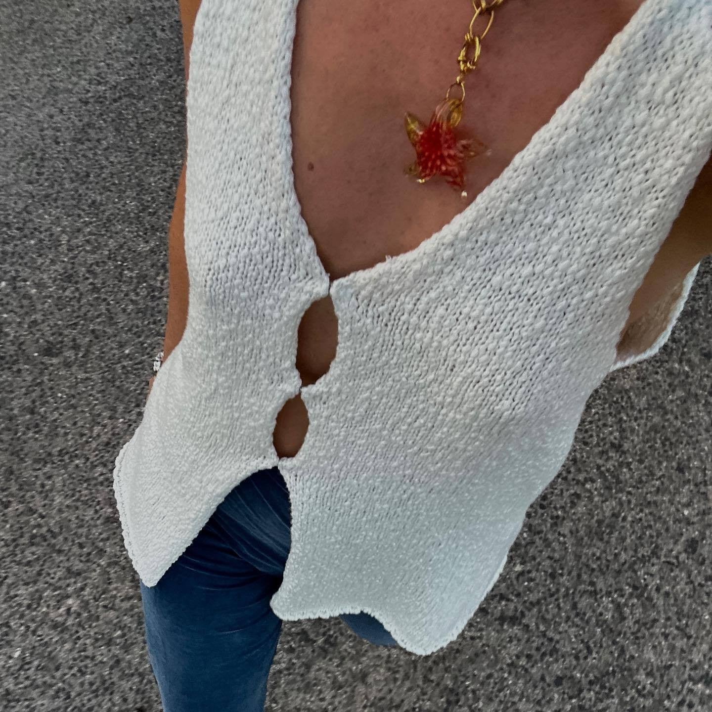 Damen ärmellose Strickweste R&B