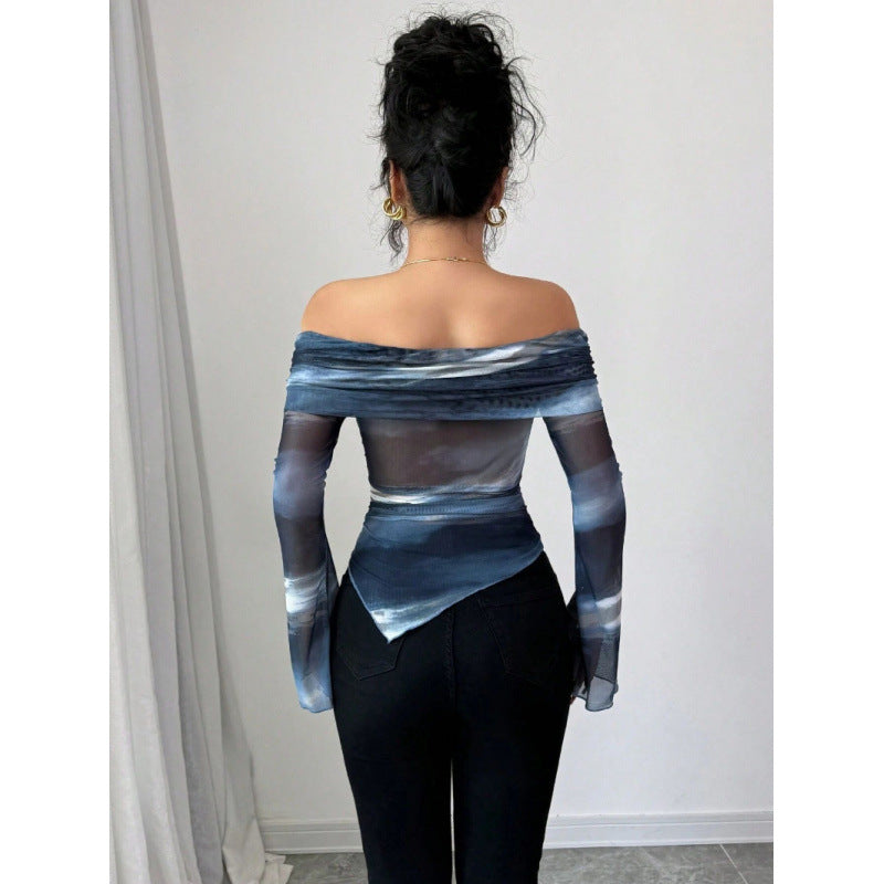 Damen Elegantes Off-Shoulder Oberteil mit fließendem Stoff und raffinierten Drapierungen R&B