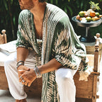 Herren nan leichter Strandponcho im Kimono-Stil mit Fransen R&B