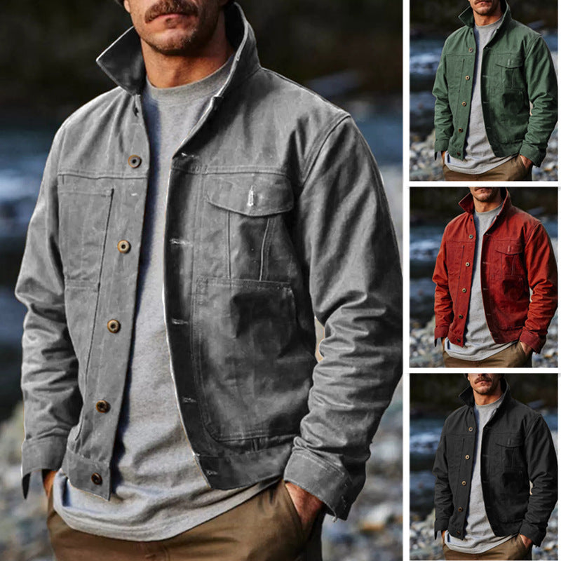 Herren leichte Utility-Jacke mit praktischen Taschen und stylischem Stehkragen