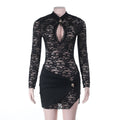 Damen Spitzenkleid mit tiefem V-Ausschnitt und raffiniertem Wickel-Design R&B