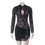 Damen Spitzenkleid mit tiefem V-Ausschnitt und raffiniertem Wickel-Design R&B
