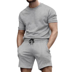 Herren nan kurzärmeliges Sweat-Set aus weichem Sweatstoff mit Rundhalsshirt und Kordelzug-Shorts R&B