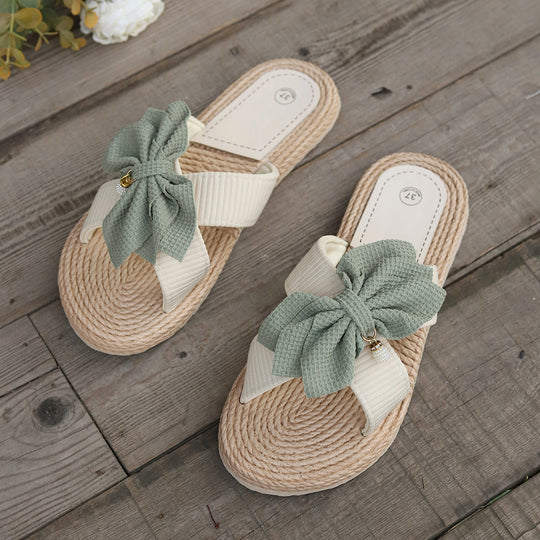 Damen Zehentrenner-Sandalen mit modischem Schleifen-Design und bequemer Innensohle R&B