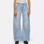 Damen Weite Denim-Jeans mit besonderen Schnittdetails