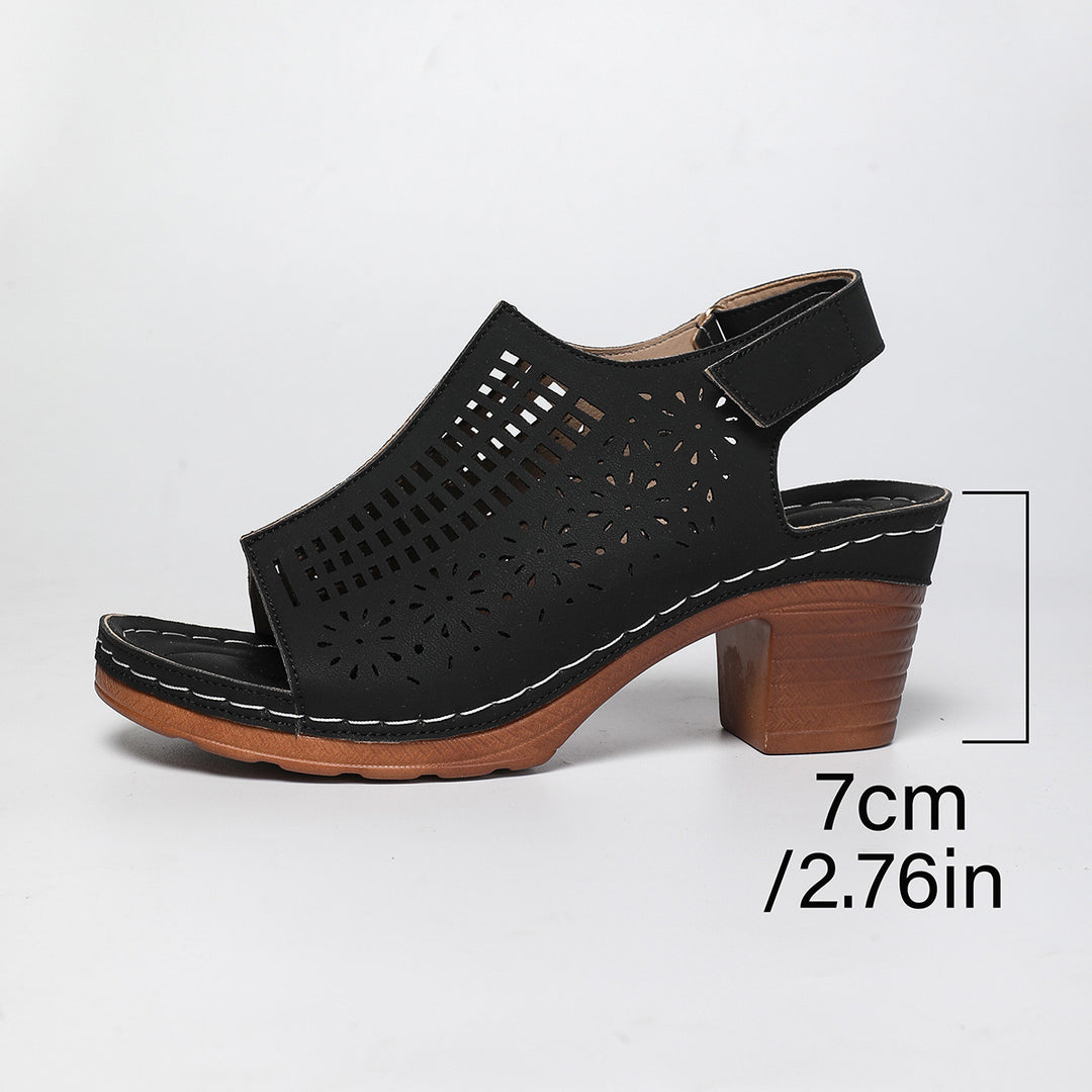 Damen Sandaletten mit durchbrochenem Design und komfortablem Blockabsatz R&B