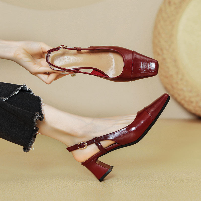 Damen Slingback-Pumps mit metallischem Obermaterial und edlem Blockabsatz