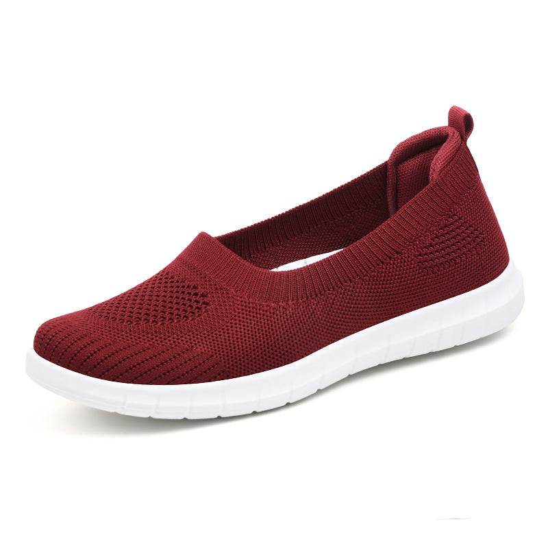 Damen bequeme Slip-On Sneakers mit atmungsaktiver Strickoberfläche R&B