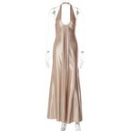 Damen Maxi Kleid mit eleganter Halterneck-Detaillierung und fließendem Schnitt R&B