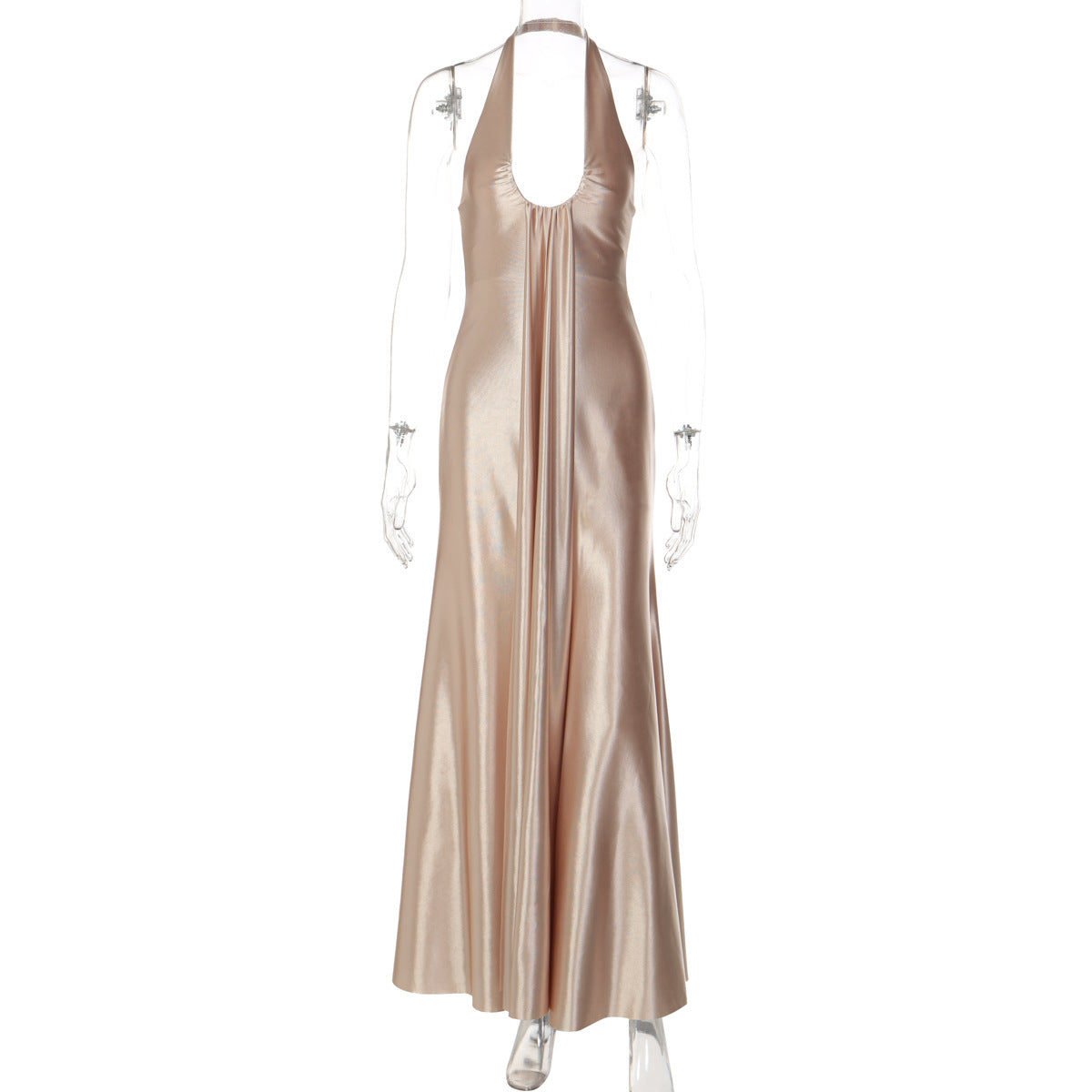 Damen Maxi Kleid mit eleganter Halterneck-Detaillierung und fließendem Schnitt R&B