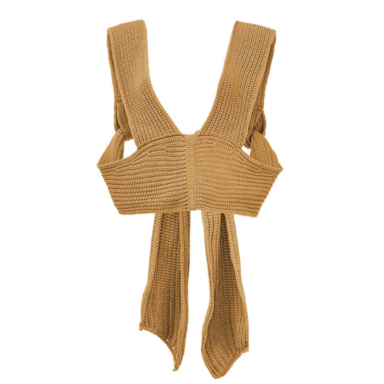 Damen gestricktes Crop-Top mit raffinierten Rückendetails R&B