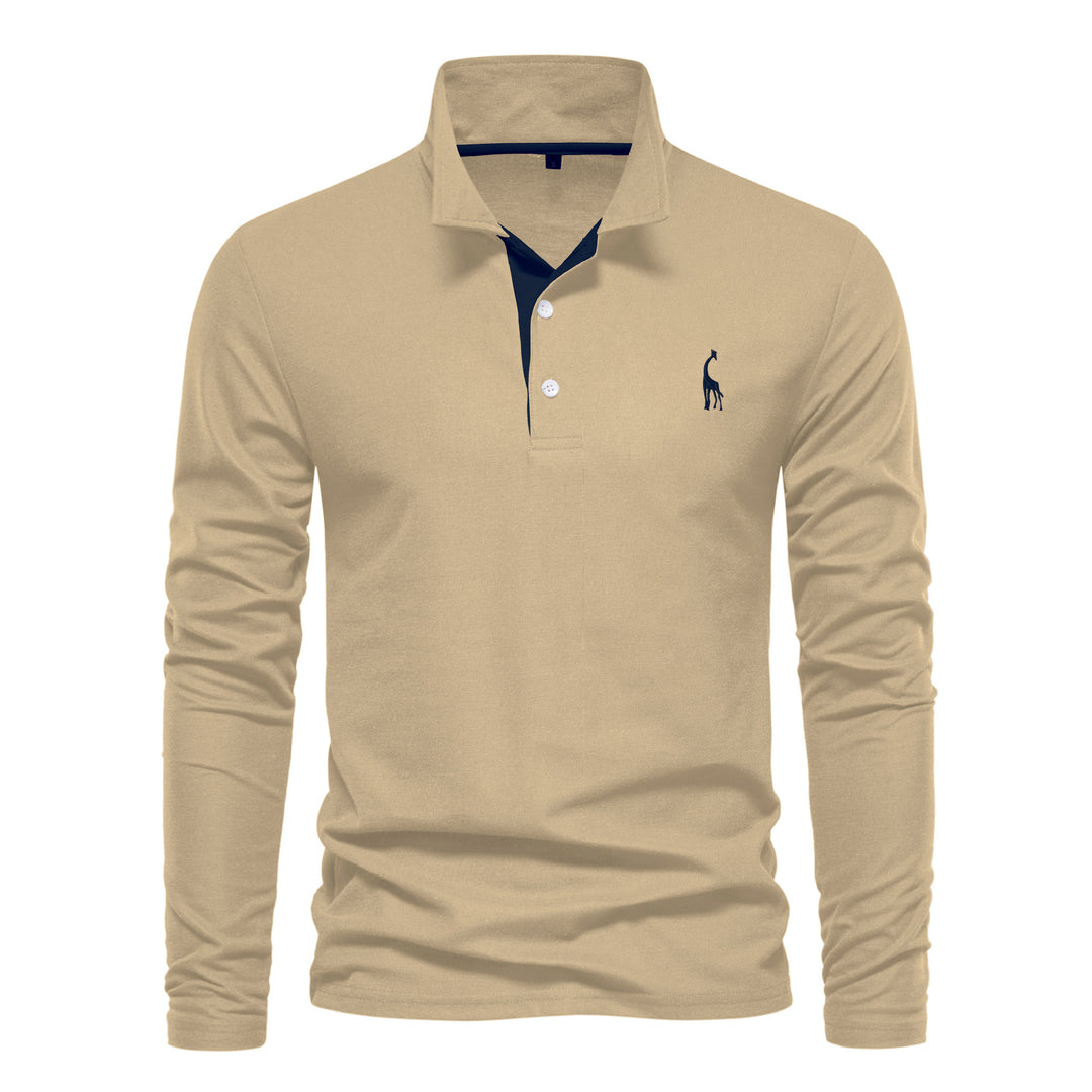 Herren Langarm Poloshirt mit modernem Kragen und atmungsaktiver Baumwollqualität R&B