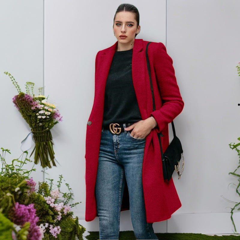 Damen elegante und bequeme Wollmantel R&B