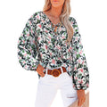 Damen Lockere Bluse mit floralem Muster und voluminösen Ärmeln R&B