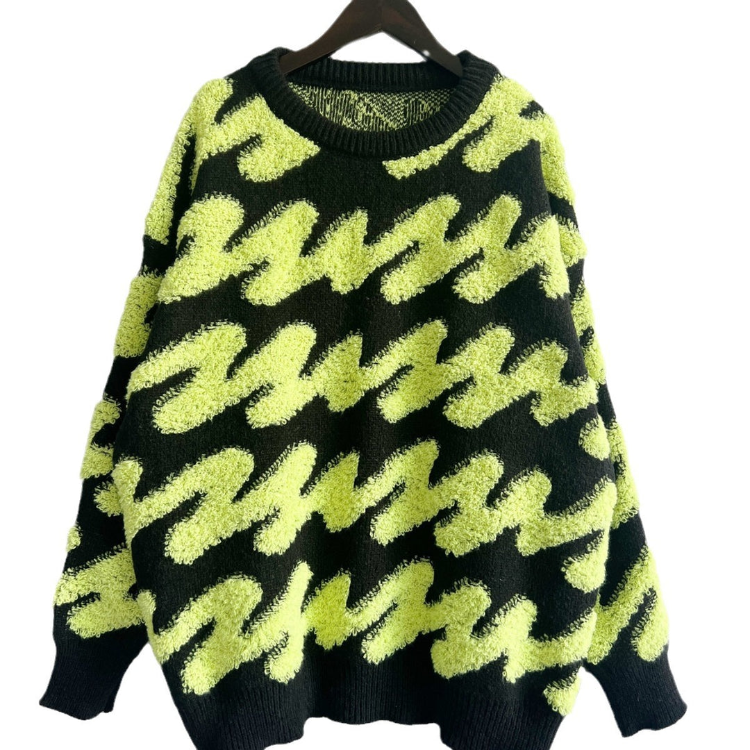 Damen grob strukturiertes Sweatshirt mit kontrastierenden Mustern R&B