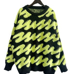 Damen grob strukturiertes Sweatshirt mit kontrastierenden Mustern R&B