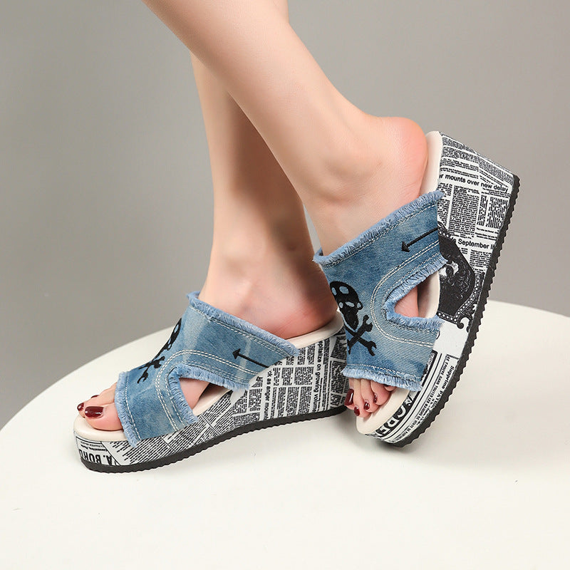 Damen modische Plüsch-Pantoletten mit kreativen Druckmotiven und komfortabler Sohle R&B