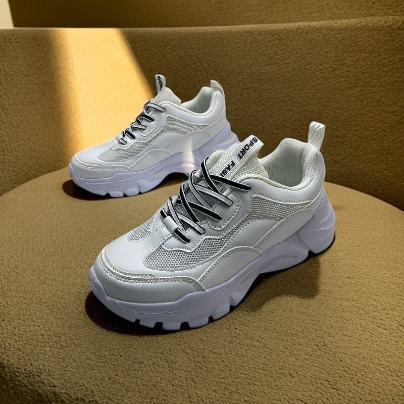Damen nan klobiger Plateau-Sportschuh mit atmungsaktivem NetzgewR&Be und gepolsterter Innensohle R&B