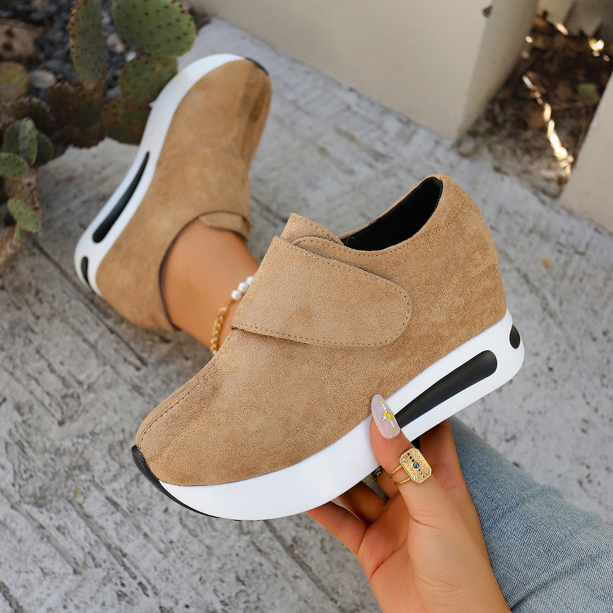 Damen Bequeme Plateau-Sneaker mit rutschfester Sohle und atmungsaktivem Obermaterial R&B