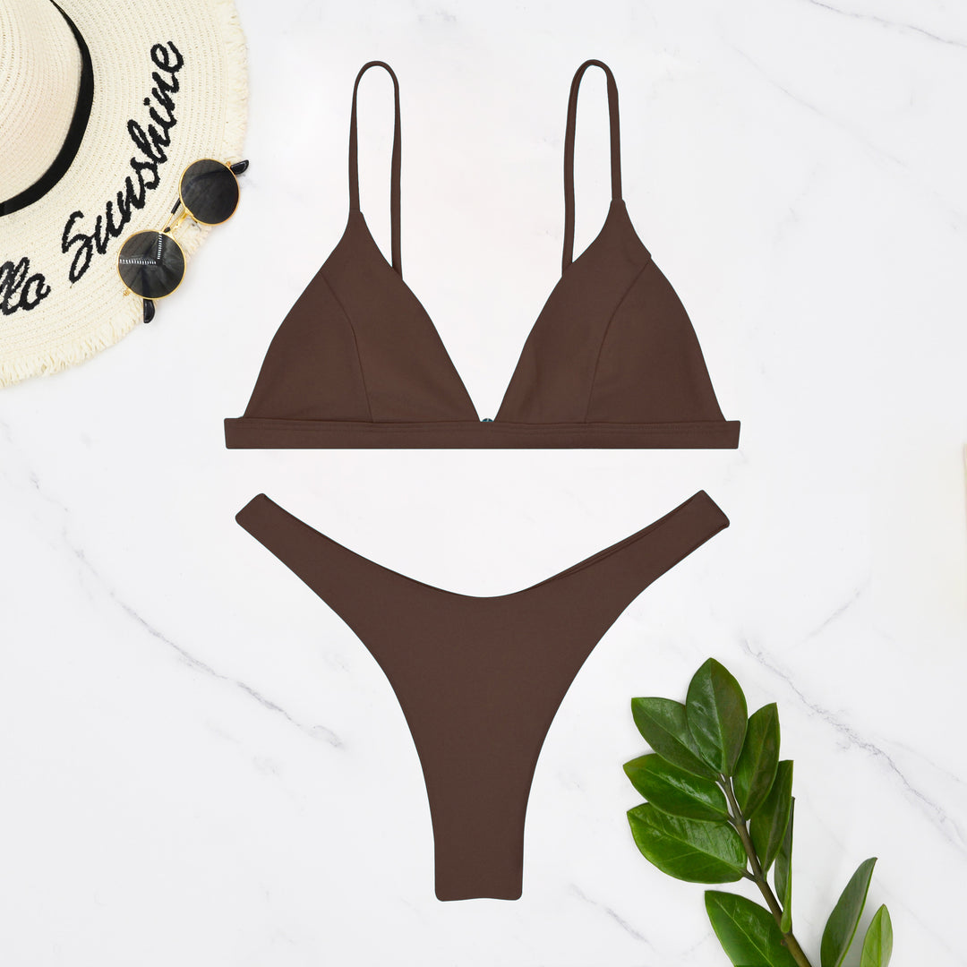Damen Triangel-Bikini mit verstellbaren Trägern und minimalistischem Design R&B