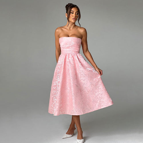 Damen Ballkleid mit schulterfreiem Design und fließendem Rock R&B