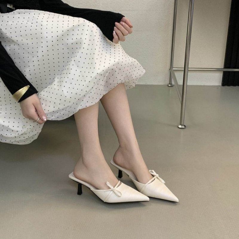 Damen elegante Mules mit zartem Schleifendetail R&B