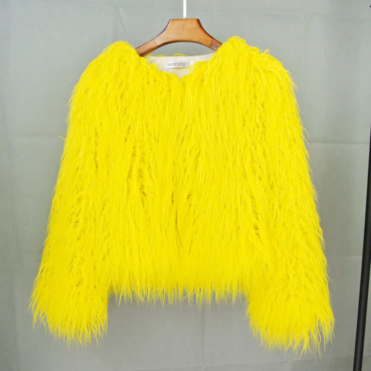 Damen Flauschige Kunstfelljacke mit lockerer Passform und voluminösem Design R&B