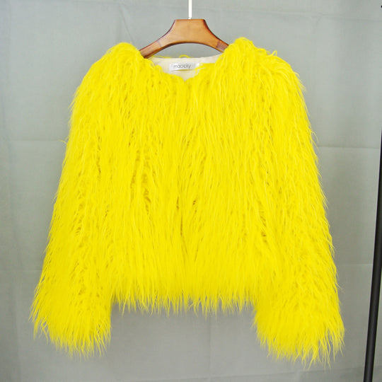 Damen Flauschige Kunstfelljacke mit lockerer Passform und voluminösem Design R&B