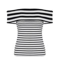 Damen Off-Shoulder Oberteil mit gestreiftem Design und breitem Kragen R&B