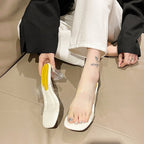 Damen transparente Mules mit klarem Absatz R&B