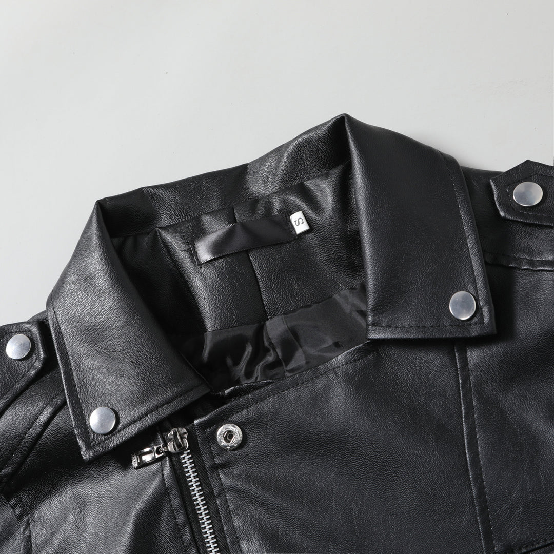 Herren lässige Bikerjacke aus hochwertigem mit asymmetrischem Reißverschluss R&B