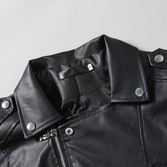 Herren lässige Bikerjacke aus hochwertigem mit asymmetrischem Reißverschluss R&B