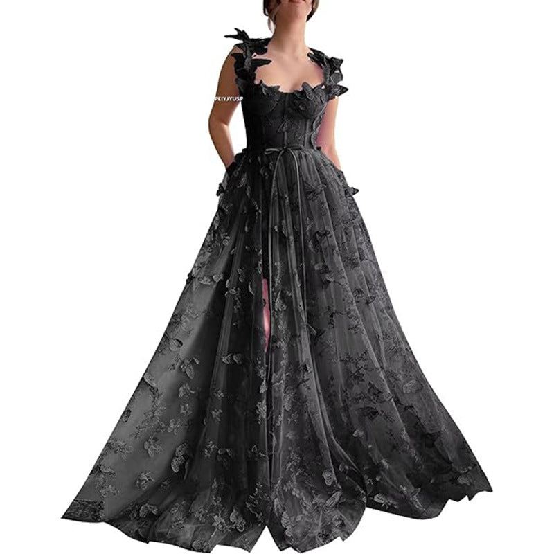 Damen Elegantes Maxikleid mit floralem Spitzenbesatz und transparenter Hülle R&B