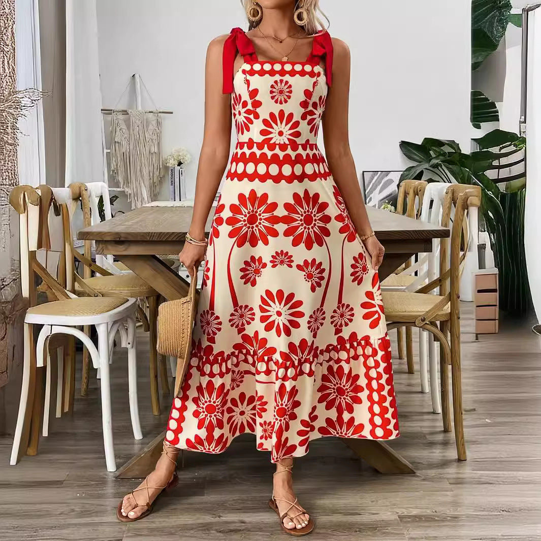 Damen Elegantes Maxikleid mit Blumenmuster und charmanten Trägern R&B