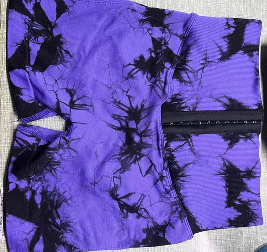 Damen Modische Radlerhosen mit höhenverstellbarem Bund und einzigartigem Batikdesign R&B