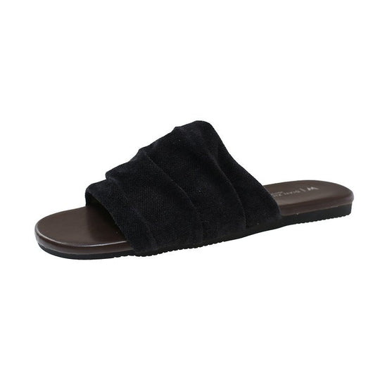 Damen bequeme Mules mit modernen Falten und rutschfester Sohle R&B
